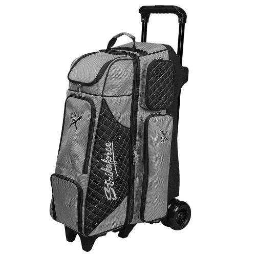 KR Strikeforce Royal Flush Silver/Black 4x4 Bowling Ball Roller Bag
