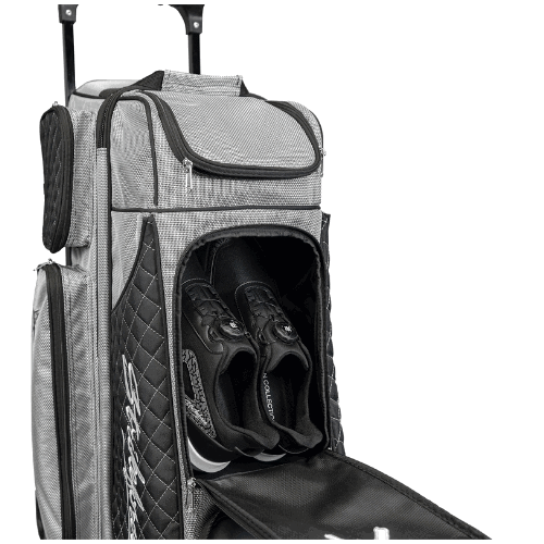 KR Strikeforce Royal Flush Silver/Black 4x4 Bowling Ball Roller Bag - Image 4
