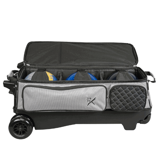 KR Strikeforce Royal Flush Silver/Black 4x4 Bowling Ball Roller Bag - Image 5
