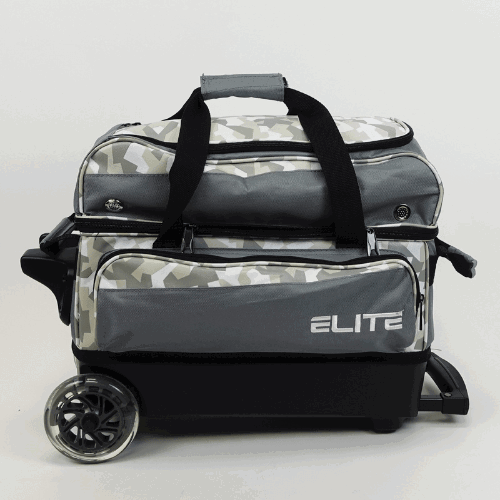 ELITE Deluxe Double Roller Bowling Bag Grey Camo - Image 4