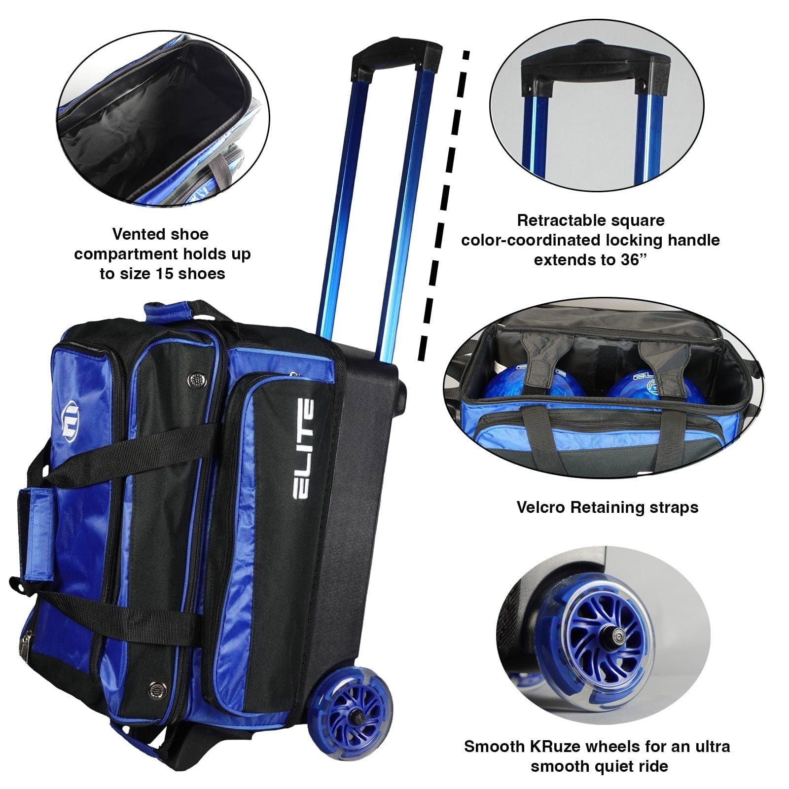 ELITE Deluxe Double Roller Bowling Bag Grey Camo - Image 10