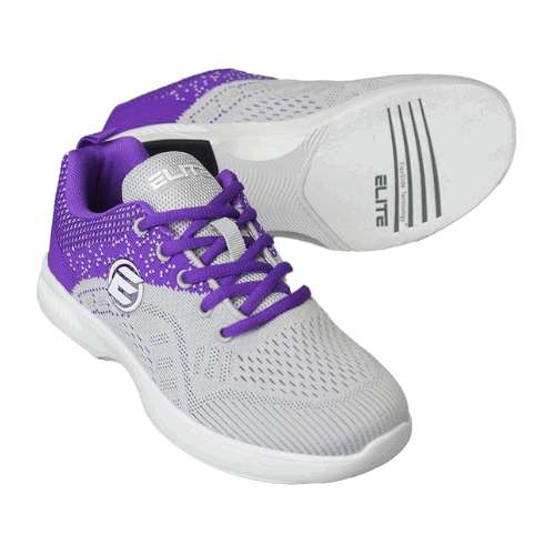 ELITE Women's Comfort Lace Up Grey/Violet Bowling Shoes - Image 2