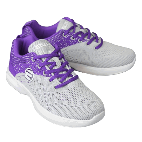 ELITE Women's Comfort Lace Up Grey/Violet Bowling Shoes - Image 3