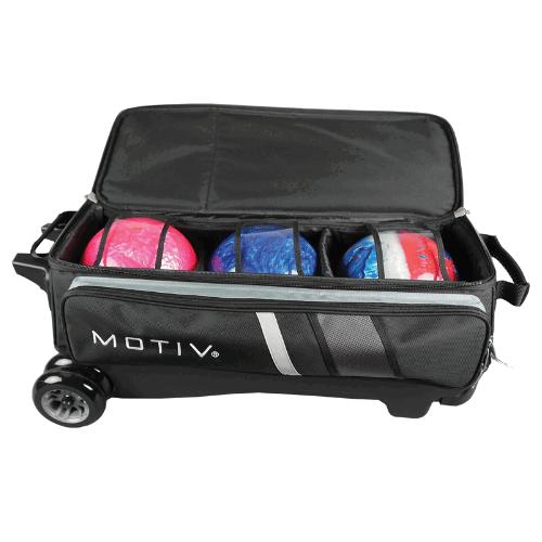 Motiv Vault Inline Black/Grey 4-Ball Bowling Ball Roller Bag - Image 5