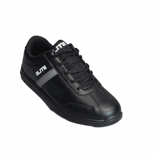 ELITE Men's Basic Black/Grey Athletic Lace Up Bowling Shoes with Universal Sliding Soles for Right or Left Handed Bowlers - Image 2