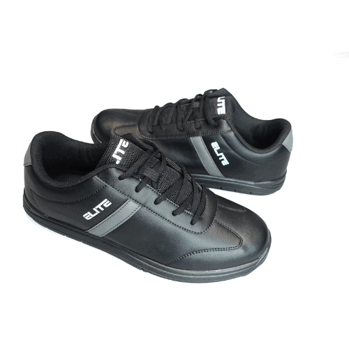 ELITE Men's Basic Black/Grey Athletic Lace Up Bowling Shoes with Universal Sliding Soles for Right or Left Handed Bowlers - Image 4