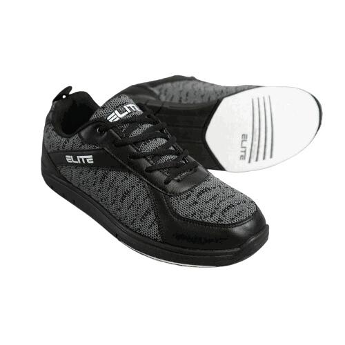 ELITE Men's Pinnacle Black/Grey Wide Athletic Lace Up Bowling Shoes