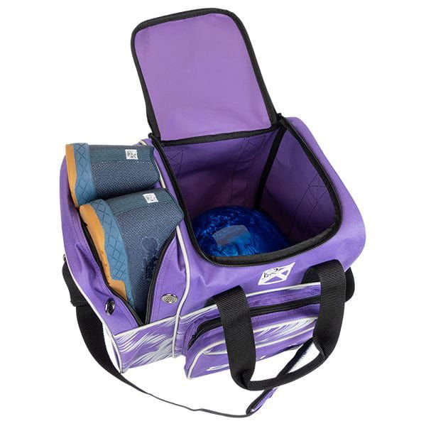 KR Strikeforce Flexx Purple Silver Scratch Single Tote Bowling Bag - Image 2