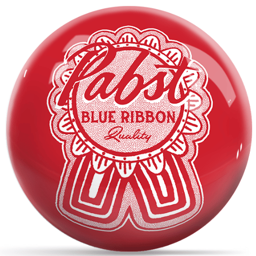 OnTheBallBowling Pabst Classic Ribbon Red with White Logo Bowling Ball