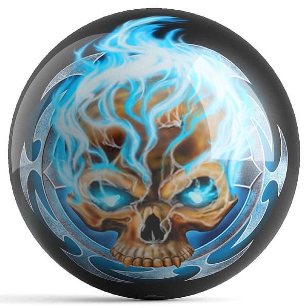 Ontheballbowling Flaming Blue Skull Bowling Ball by Michael Graham - Image 2