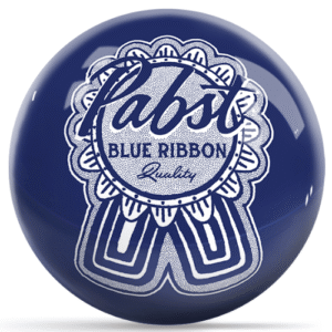 OnTheBallBowling Pabst Classic Ribbon Blue with White Logo Bowling Ball